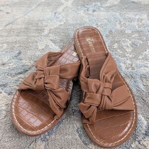 Liliana Tan Knot Slide Sandals